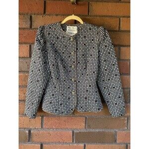 Rickie‎ Freeman Teri Jon Quilted Jacket Peplum Bolero Saks Fifth Avenue | Size 8